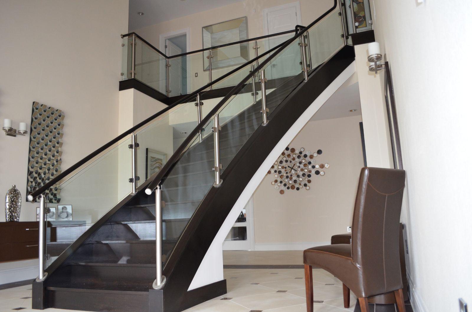 Luxury modern staircase with glass railings